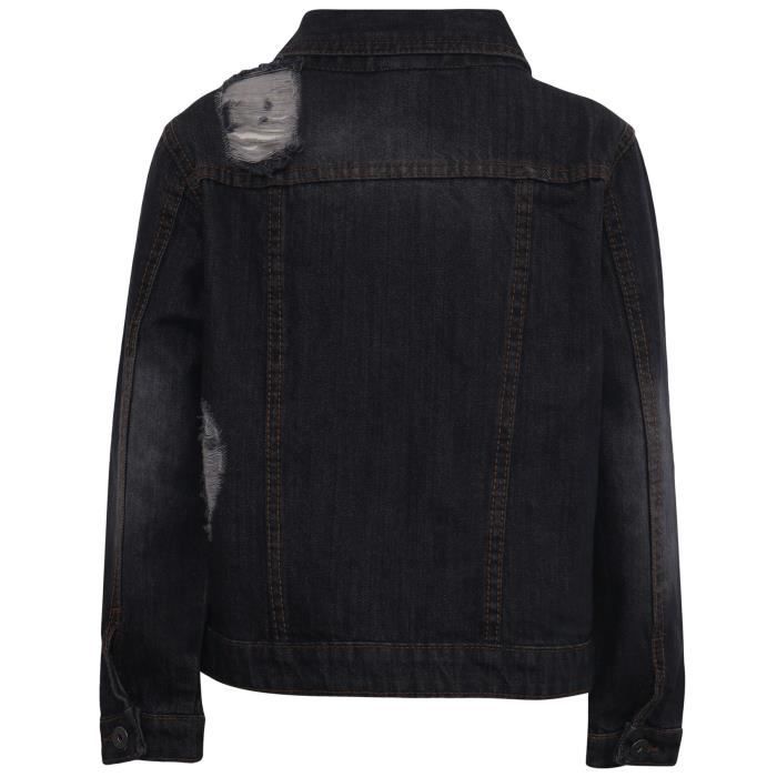 Enfants Gar ons Denim Veste Jeans d chir s Mode 5 13 Ans Noir