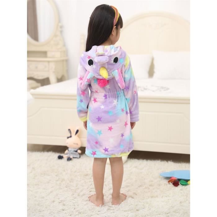 Enfants filles Toison Animaux Licorne Peignoir a capuche Robe de chambre 2 13 ans Stars print Cdiscount Pret a Porter