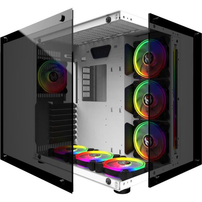 MRED - Boîtier PC Gamer ATX - Blanc RGB Dream Eyes - Cdiscount