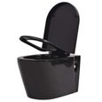 FNCM® Toilette suspendue au mur Design Moderne Pack WC - WC Cuvette avec réservoir caché - Céramique - Noir ❤2440-2