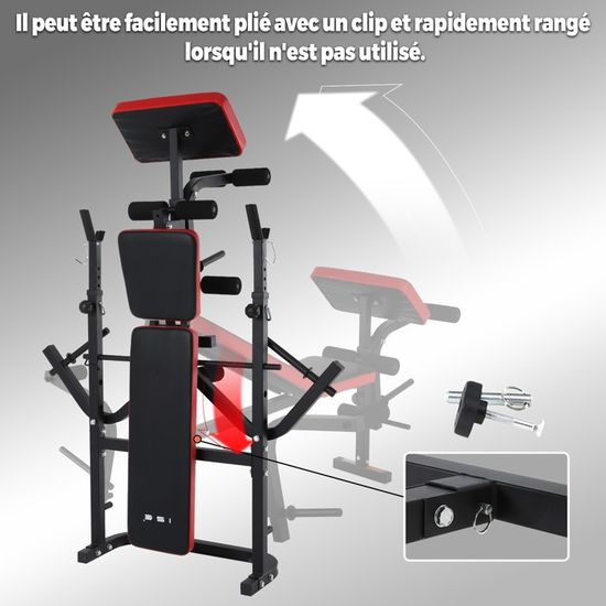 Banc De Musculation Réglable ISE 3-en-1 - Dossier Inclinable 5 Positions, Capacité 150 Kg, Pliable - 7