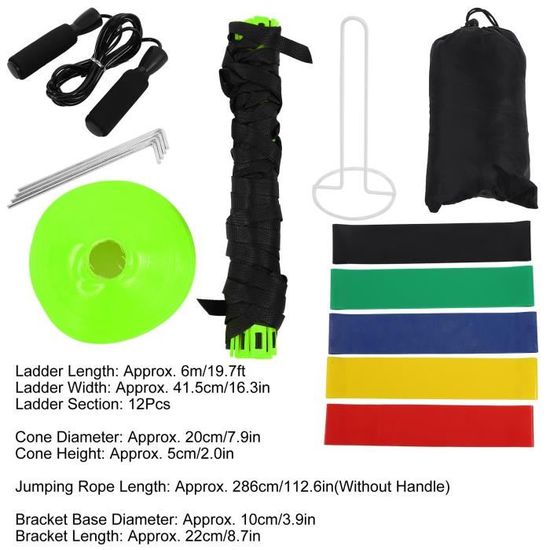 Entrainement Foot Échelle de Rythme 6 Mètres avec 10 Cônes et parachute de  traînée et bande de résistance vert - LEH2117 - Cdiscount Animalerie