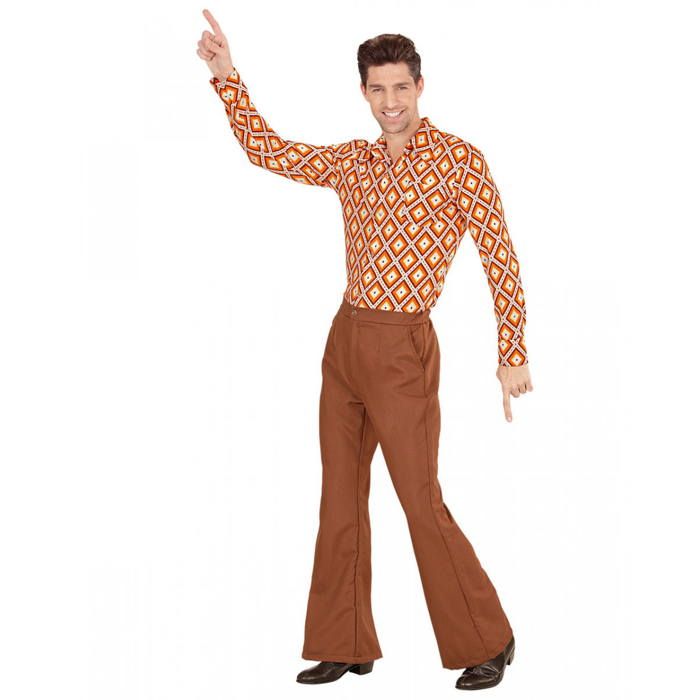 Pantalon évasé Homme Style Années 70 - Tissu Pailleté Et élastique - Coupe Hippie Large - Idéal Pour Disco, Carnaval, Soirée à Thème