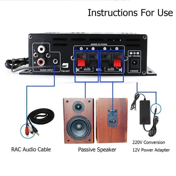 Achetez Amplificateur D'alimentation Numérique 50W Bluetooth 5.0 Stéréo  Audio 2 Canaux Récepteur Hi-Fi D Classe de Basse Intégrée Contrôle Haute  Fréquence de Chine