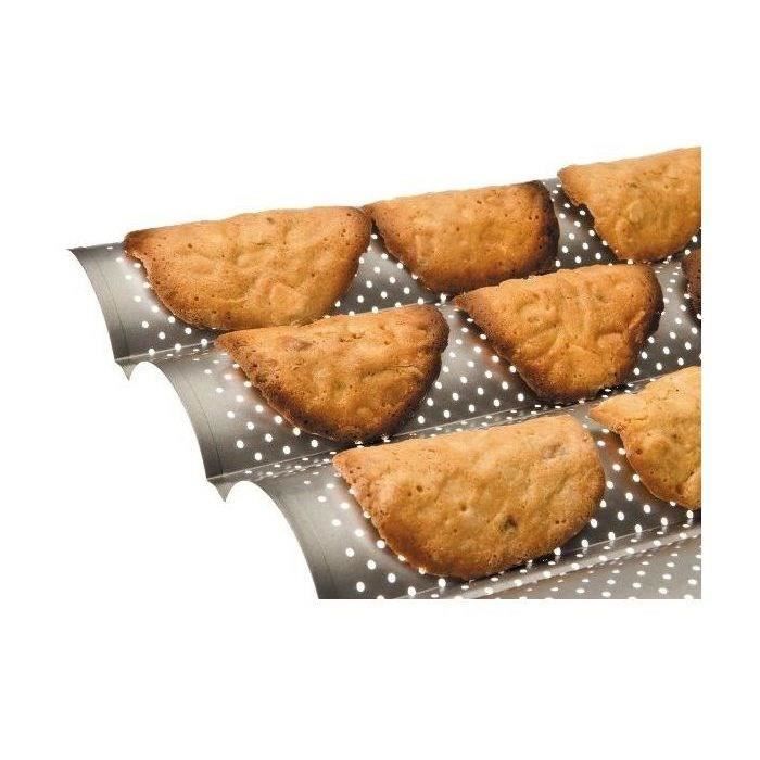 QIYILE Moule 3 Baguettes Acier Anti-Adhésif - Plaque Cuisson Baguette Française 38,5x27,5 Cm, Perforée Pour Croûte Croustillante