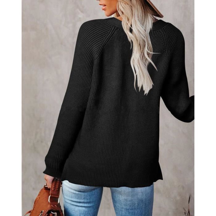 Pull Femme Hiver Pull Femme Col V - Tricot Léger - Manches Longues