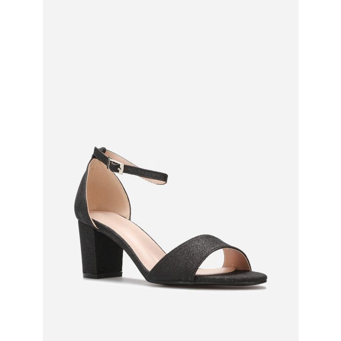 Sandales a talon LA MODEUSE pailletees noir 5 cm femme boucle de serrage Noir Cdiscount Chaussures
