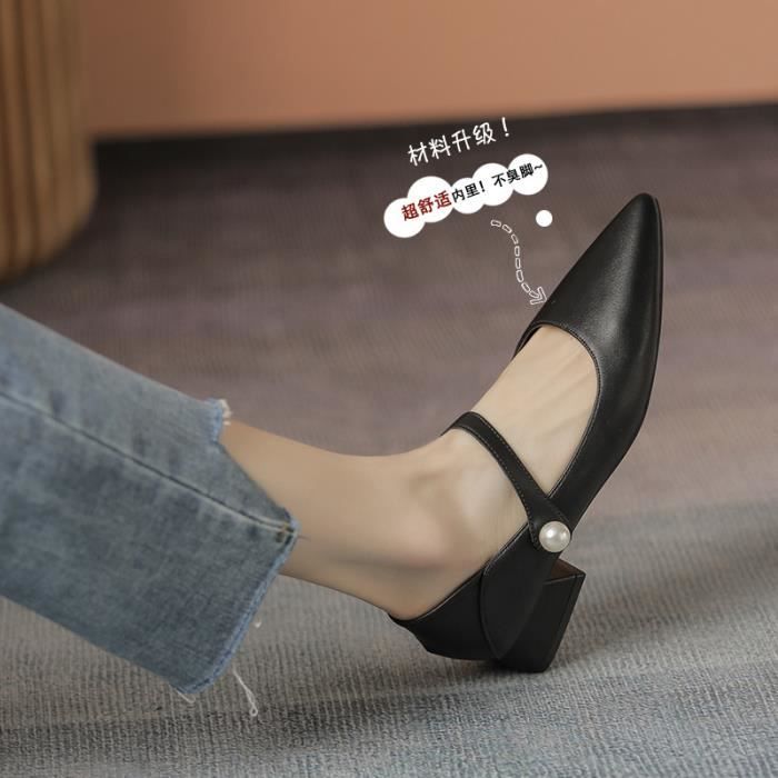 Escarpin noir cuir bout pointu store