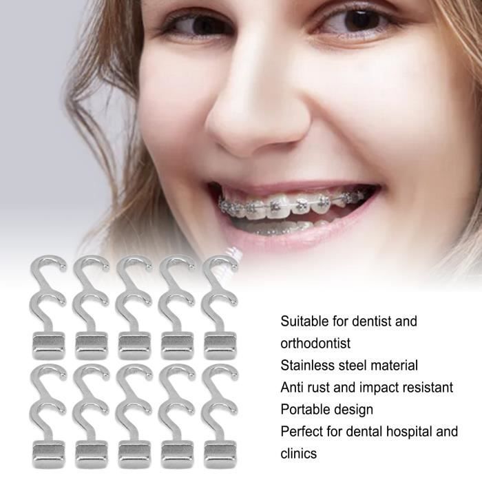 Crochets à Sertir Orthodontiques - Lot De 5 Paquets (10 Pièces Chacun) - Type Long - Métal