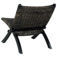 Chaise de relaxation - Style classique - Fauteuil Relax Noir Rotin naturel kubu et bois d'acajou-3