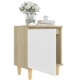 2490•NEUF&Table de chevet Style moderne Armoire chambre,Table d'appoint pieds en bois Blanc et Chêne sonoma 40x30x50 cm Haute qualit-3