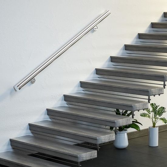 Main courante en acier inoxydable V2A 4,2x200cm Rampe descalier Support mural