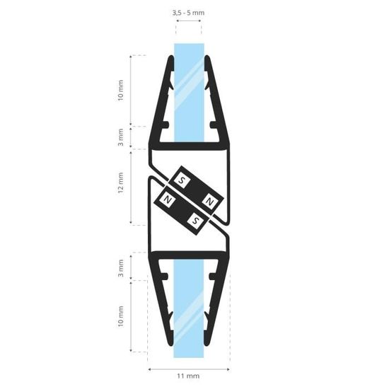 STEIGNER Joint De Douche Pour Paroi En Verre, 167cm, Vitre 6/7