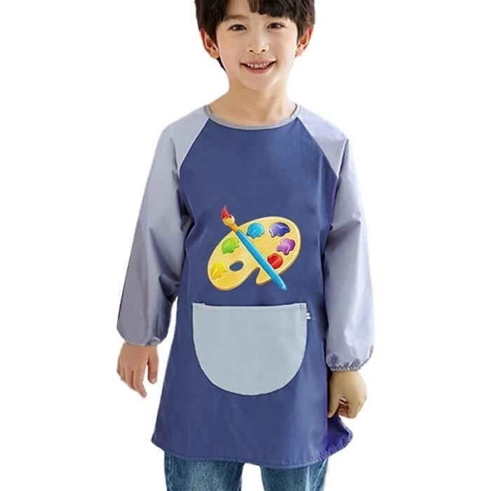 Tablier De Peinture Enfant à Manches Longues - Imperméable, Anti-Tâches - Pour Activités Créatives, Jardinage, Cuisine