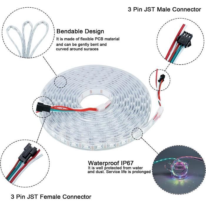 Connecteur LED RGB JST mâle non-étanche
