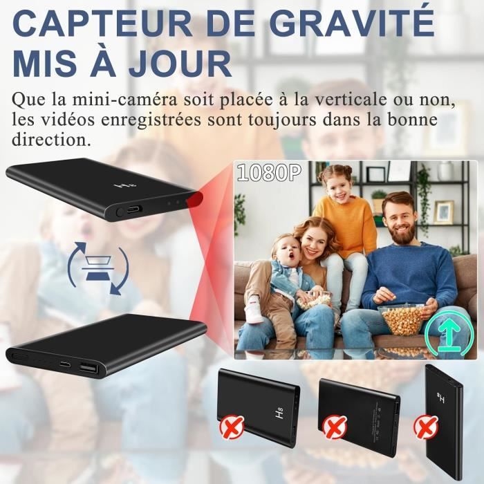 Caméra Batterie 2600 MAh Caméra Surveillance Intérieure Yadayuki 4K - Mini Caméra WiFi 170° Avec Batterie 2600mAh Et Vision Nocturne Caméra 4K WiFi Yadayuki