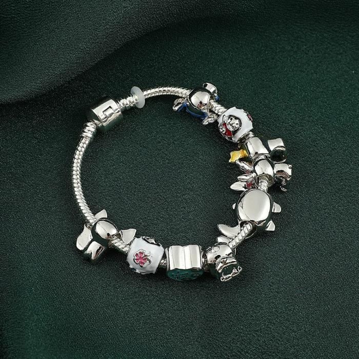 Bracelet stitch breloque argentée cadeau accessoire mode fille