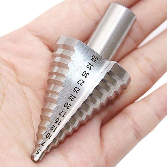 CEFEPH Foret Étagé HSS 5-35 Mm Avec Revêtement Titane - 13 Pas Pour Perçage Précis