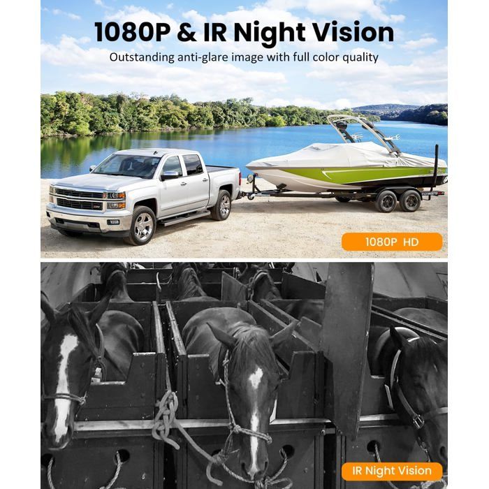 Camera De Recul AUTO-VOX Solaire 7.2" 1080P HD Imperméable Installation Rapide - Auto