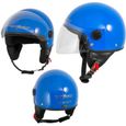 Casque Moto Scooter Vespa Jet Visiere Longue Approuvé ECE 22 bleu S-0