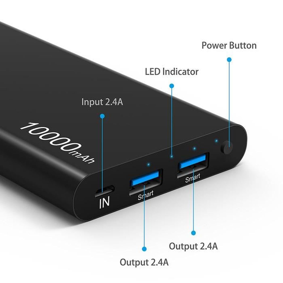 Batterie Externe 10000mAh Double USB iPhone 7 / 7 Plus/ 6 / 6 Plus / 6s