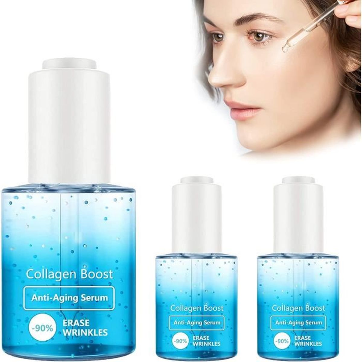 Lot De 3 Sérums Visage Aroma Zone - Acide Hyaluronique, Collagène, Spilanthes - Anti-âge, 30 Ml Chacun