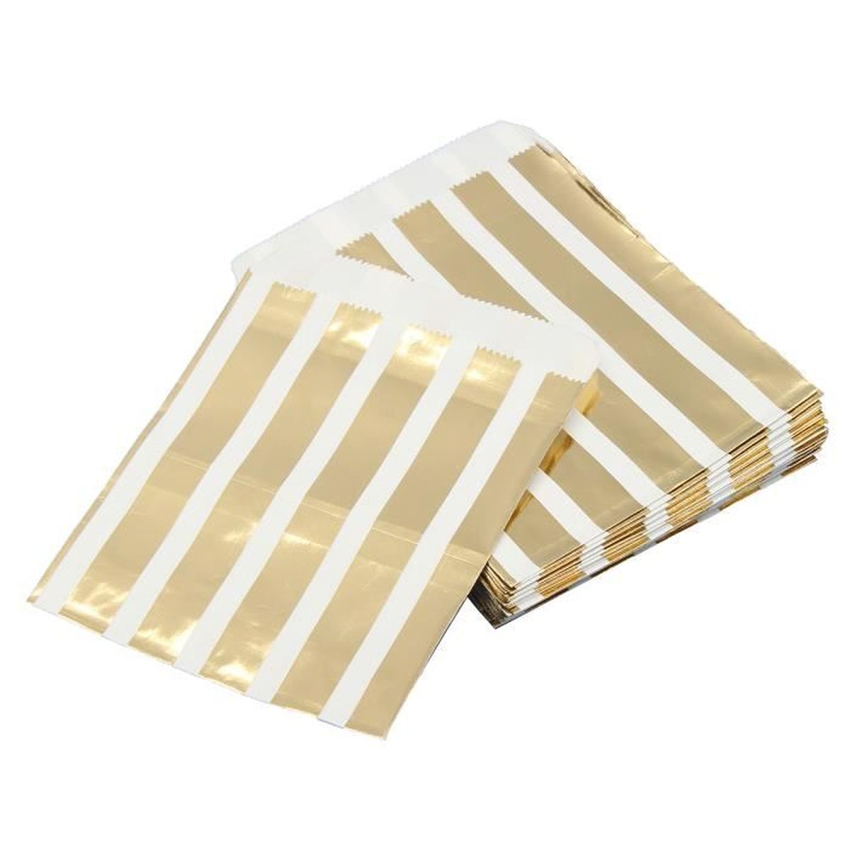 25pcs Bonbon De Sachet Sac Pochette En Papier Raie Dore Emballage Gateau Mariage Raye Vertical Cdiscount Maison