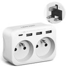 LENCENT Adaptateur prise Anglaise,6 en 1-3USB,1Type-C,2AC,3250W,France vers UK/Royaume-Uni/Angleterre/Irlande,les pays prise TypeG