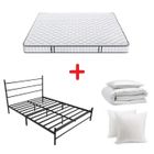 Pack Lit + Matelas + Couette + 2 Oreillers - IZTOSS - 140x190cm - Métal - Mémoire de forme - 2 places