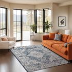 SURYA Tapis de Salon à Poils Courts Doux Vintage Oriental PETRA 200x275cm Bleu/Gris