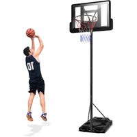 GYMAX Panier de Basket-Ball Réglable en Hauteur de 2,6 à 3,05m, Panier de Basket Extérieur avec 2 Roulettes sur Pied Remplissable