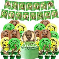 32 pièces Set Groot Fournitures de Fête  Anniversaire Ballons Bannière Cake Topper pour Enfants Fête d'anniversair