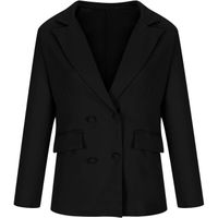 2023 Mode Blazer Veste de Costume Sportive à col Rabattu pour Femme Coupe Droite Veste Blazer élégante Veste de Travail -  Noir