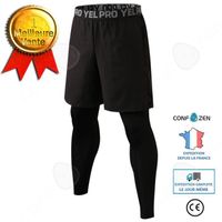 CONFO® Pantalons de sport Pantalons de sport pour hommes faux deux pantalons d'entraînement basket-ball à double couche pantalons fi