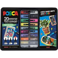 Mallette métal de 20 marqueurs POSCA Pop Colours