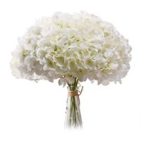 LOVE-Bouquet de TêTes de Fleurs en Soie D'Hortensia Blanc Lait de 20 Fleurs D'Hortensia ComplèTes Artificielles avec Tiges pour Mar