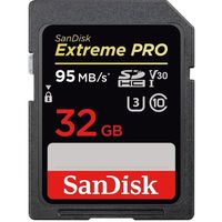 Carte Mémoire SDHC Sandisk Extreme Pro 32 Go jusqu'à 95 Mo/s, Classe 10, U3, V30