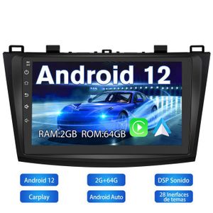 AUTORADIO Junsun Autoradio Android 12 2Go+64Go pour Mazda (2009-2013) 9'' Écran Tactile avec Carplay Android Auto GPS WiFi Bluetooth