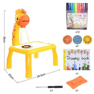 TABLE A DESSIN Dessin - Graphisme,Table de formation à la peinture et au dessin pour enfants,projecteur LED,jouets de musique,artisanat - Type E04