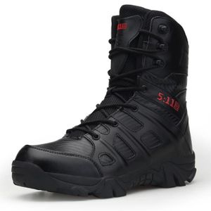 WOJIAO Hommes en Cuir Microfibre Bottes /Étanche Militaire Haut Haut Chaussures De Combat Noir Ext/érieur Escalade Sneaker