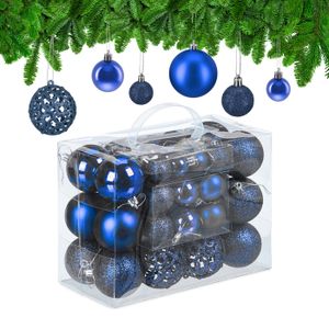 Grappe De Boules De Noël Vintage – Bleu Brillant – Une Grosse + Une Petite – France