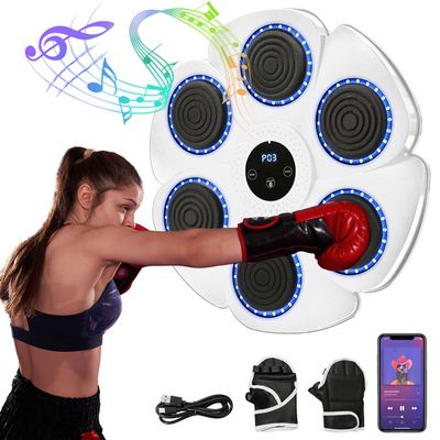 Machine De Boxe Murale Musicale Avec Bluetooth – Cible LED Réactive Pour Adultes Et Enfants, Rechargeable USB, 3 Vitesses