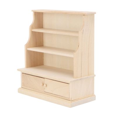 Generic Armoire de Rangement Miniature Peinte à la Main, étagère Murale pour Maison de Poupée, Mini Bois de Bouleau Exquis pour Décor Miniature de Maison de Poupée 1/12 (Couleur du Bois