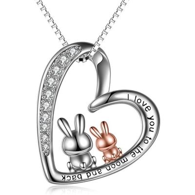 Collier Lapin REDSUN En Argent Sterling 925 - Pendentif Couronne Mignon - Bijou Femme Cadeau Idéal