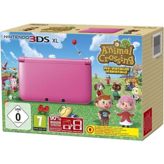 Pack Console 3DS XL Rose + Jeu Animal Crossing