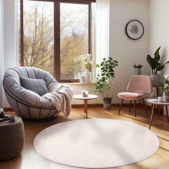 Tapis Rond Rouge 160 Cm – Poils Ras, Doux, Antidérapant, Pour Salon/chambre - 9