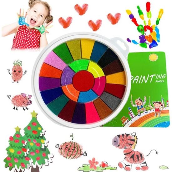 Kit de Peinture au Doigt Amusant 24 Couleurs Lavable avec Livre pour Enfants Bricolage Ensembles de Peinture au Doigt pour la Journée des Enfants Kit de Peinture au Doigt Amusant 24 Couleurs Lavable avec Livre pour Enfants Bricolage Ensembles de Peinture au Doigt pour la Journée des Enfants