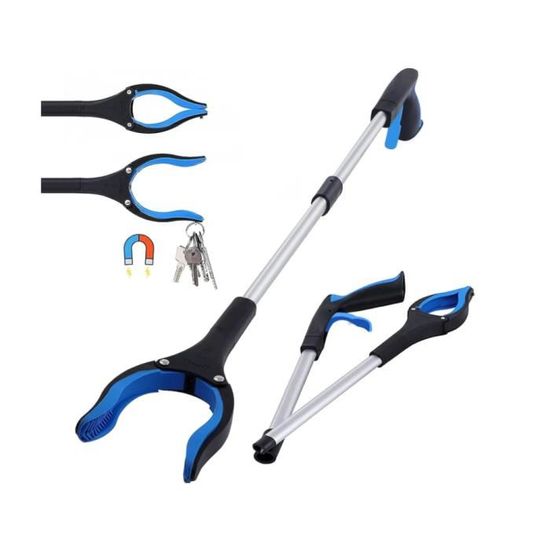 Pince Ramasse-Objets Télescopique 28 Cm - Mâchoires Rotatives 360° Antidérapantes - Pour Personnes Âgées Ou Mobilité Réduite