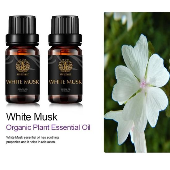 2-Pack 10ml Musc blanc Huile essentielle, huiles d’aromathérapie pour diffuseur, massage, savon, fabrication de bougie
