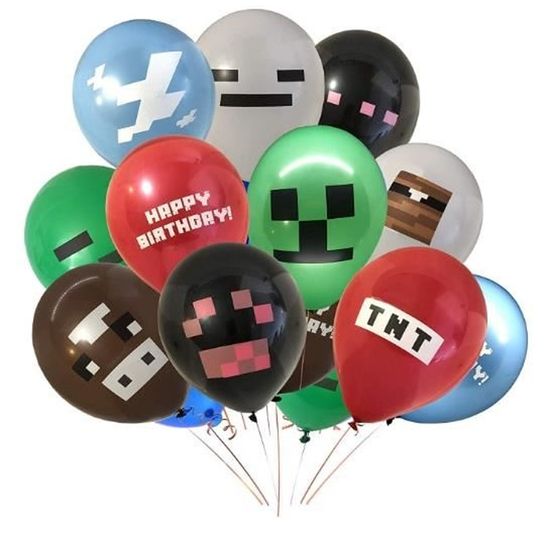 Jeu vidéo 8ème anniversaire fournitures de fête mineur Pixelated TNT  Minecraft Inspiré Bouquet de ballons Décorations 